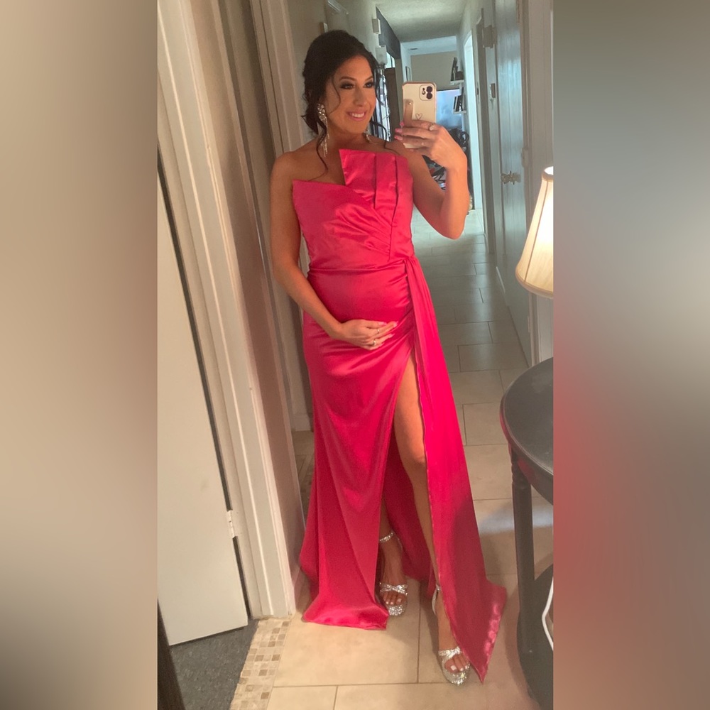 Barbie pink formal gown for wedding I attended.